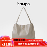 半坡饰族（bampo）女包2024包包新款福瑞方方包头层牛皮大容量轻奢单肩斜挎包送礼物 浅灰白【大包大容量升级】