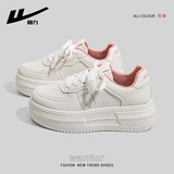 回力女鞋厚底板鞋潮流百搭小白鞋子女休闲运动鞋 1799 白粉 39