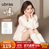 ubras【虞书欣同款】兔绒绒开襟家居服套装厚款女加绒睡衣冬季女 【长袖短裤套装】纯白色 M