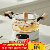 忆壶茶玻璃炖锅明火耐高温高硼硅玻璃消毒锅玻璃锅汤锅电陶炉专用锅家用 2.6L炖锅+1500瓦电陶炉 20.1cm