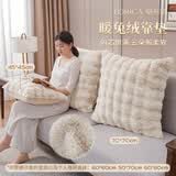 骆易家（LORiCA）客厅沙发抱枕头床上大靠背家用毛绒床头靠枕冬季方形大抱枕套靠垫 米白-暖绒【加长仿兔绒】 45cm*45cm 含枕芯 (枕套+枕芯)