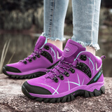 郁克（YUKE）登山鞋女男士户外旅游鞋防水防滑高帮耐磨徒步鞋工装鞋情侣款 2026-1紫色女款(35-42) 37