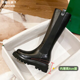 狄德拉真皮长筒靴女秋冬新款内增高厚底高筒不过膝骑士靴显瘦弹力烟筒靴 （加宽筒）内增高绒里 36 (230mm) 标准码