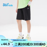 361°儿童短裤2024夏季男女童3-12岁透气运动裤梭织五分裤 黑 130