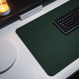 魔音王鼠标垫超大号家用桌垫办公桌面垫高级感电脑键盘垫鼠标垫大尺寸简约长款皮质垫子防水耐脏男生防水 墨绿色【皮面+绒面】 90x40cm