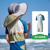 KocotreeKK树原纱儿童连体泳衣男童防晒女孩短袖抗菌耐氯游泳宝宝泳装A类 高尔蓝鳄鱼【送硅胶泳帽】 120 【建议身高110-120cm】