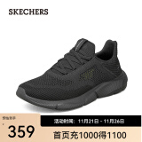 斯凯奇（Skechers）男鞋夏季透气百搭休闲鞋一脚蹬减震运动网面鞋 全黑色/210281-BBK 39.5