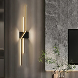 极简长条壁灯卧室床头现代简约轻奢客厅格栅灯电视背景墙过道灯具 A款黑色100cm三色变光