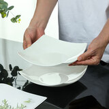 陶相惠盘子陶瓷菜盘家用釉下彩方形纯白餐盘果盘8英寸骨瓷深盘碟子2个装