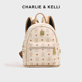 CHARLIE&KELLI CK品牌包包女款书包双肩包女士2025年妈咪背包大容量实用礼物女 米白大号【代写贺卡 品牌礼袋】