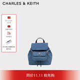 CHARLES&KEITH菱格大容量柔软多用背包书包双肩包包女包生日礼物CK2-60151400 Denim Blue深牛仔蓝色 S