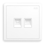 ABB开关插座面板 远致系列白色86型二位电话电脑插座 AO323