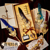 沐苼羽毛笔礼盒哈利波特风格周边蘸墨笔文具纪念品十八岁成年礼物女男生日礼物高初中送同学新年礼物 黑色羽毛笔-机械之心开窗7件套【标准礼盒装】