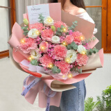 来一客母亲节鲜花速递玫瑰百合康乃馨鲜花送女友老婆生日礼物同城配送 11朵粉色康乃馨粉玫瑰混搭花束