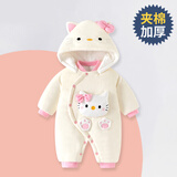 迪迪熊日记（DIDIXIONGRIJI）新生儿衣服冬季夹棉加厚婴儿衣服0-3月宝宝厚款棉服外出抱衣冬装 夹棉 小粉猫 66cm 适合9-11斤内身高56-62cm