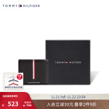 TOMMY HILFIGER【礼品】【质感真皮】24男装牛皮商务便携多卡位卡包钱包 撞色织带拼接款BDS OS