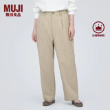 无印良品（MUJI）女式 弹力起毛 抽褶裤 休闲西裤长裤子春秋款 BE1P0C3A 浅米色 M(160/66A)