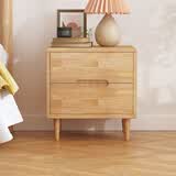 舒歌床头柜实木 原木床头柜卧室小型实木床头柜简易 小床头柜现代简约 原木色双抽屉45x40x50CM