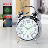 汉时（Hense）打铃闹钟超大声学生高中生床头闹表懒人起床神器桌面台钟HA70 电镀4.5英寸夜光