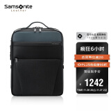 新秀丽（Samsonite）双肩包男士商务14英寸电脑包时尚牛皮革背包 TM0*001【海军蓝】