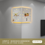 鑫跨时2025新款双面转角钟钟表挂钟时尚网红创意简约墙上无痕钉客厅挂钟 大吉大号带灯30厘米带灯 亚克力 26cm