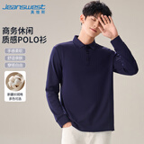 真维斯（Jeanswest）长袖POLO衫男2026春季马年红色休闲打底衫t恤男藏青色XL