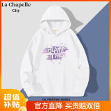 La Chapelle City拉夏贝尔连帽卫衣女早秋2024年新款宽松舒适休闲简约百搭学生上衣 2024秋款：白-回旋紫心 M（建议95-110斤）