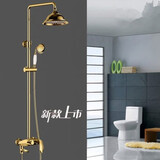 德国全铜卫生间冷热增压家用浴缸简易欧式法式复古淋浴花洒套装 钛金色复古花洒