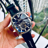 瑞夫泰格（reef  tiger）品牌全自动机械表酒桶型男表个性时尚防水男士运动手表 白壳黑面   RGA3069