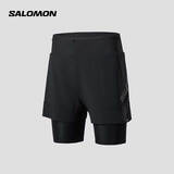 萨洛蒙（Salomon）男款 户外运动轻量透气舒适跑步休闲短裤 SENSE 2IN1 SHORTS 深黑色 C20482 S 170/78A