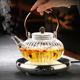 高茗鼠尾玻璃煮茶壶2024新款电陶炉煮茶器财鼠高档加厚茶水分离泡茶壶 诗园炉+灯笼提梁壶840ml