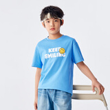 巴拉巴拉儿童短袖t恤男童夏装女童亲子纯色打底衫宽松上衣（小大童） 海洋蓝80133-208224117231 110cm