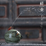 祥业紫砂茶宠喷水青蛙遇热水会喷水好玩趣味茶宠摆设 茶具摆件 南瓜  西瓜青蛙大号