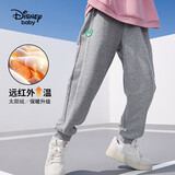 迪士尼（Disney）童装儿童女童加绒长裤针织保暖休闲运动裤子25春DB331ME22灰100