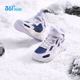 361°儿童棉鞋25冬男女童3-14岁加绒保暖革面户外运动鞋 蓝34