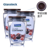 GLASSLOCK玻璃罐带盖杂粮储物收纳茶叶罐糖果罐食品密封罐 500ml*3(盖子带硅胶圈