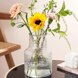 初卓创意简约玻璃花瓶水培绿植鲜花家居装饰 15极冻树皮纹【透明】