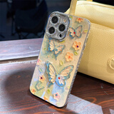 鹿途者 DEERWALKins蓝光水钻蝴蝶适用苹果15pro max手机壳iphone13腕带链条11新款12高级感小众14promax网红保护套 蓝光水钻蝴蝶+单壳 iPhone 16 Pro Ma
