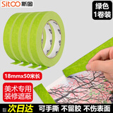 斯图（sitoo）圣诞美纹纸胶带装修遮蔽美缝保护无痕不伤墙安全区域地面划线定位扭扭棒绿色装饰贴纸50m