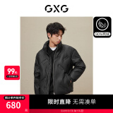 GXG 男装  蛋白pu皮面包服男潮流字母压印立领羽绒服 23冬新款 黑色 175/L