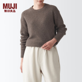 无印良品 MUJI 女式 含牦牛绒骆驼绒圆领毛衣 长袖针织衫秋 冬季 深咖啡棕色 M-L 165/88A