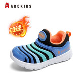 ABC KIDS毛毛虫童鞋秋冬男女童鞋轻便软底中小童宝宝鞋一脚蹬休闲运动鞋潮 黑/浅兰（冬季） 28 码适合脚长约16.5cm