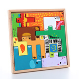 三格田（SANGTY）动物俄罗斯方块拼图立体积木智力木制早教儿童玩具拼装巧板一年级 2795动物俄罗斯方块（加厚）