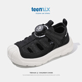 天美意（TEENMIX）童鞋夏季新款儿童运动鞋女童透气镂空网面鞋子宝宝溯溪鞋中大童潮 黑色 单层 33