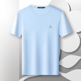 梦特娇（MONTAGUT）【纯液氨棉】夏季短袖T恤男纯色百搭透气休闲上衣薄 浅蓝 52 