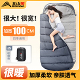 北山狼  户外睡袋成人冬季保暖加大加宽信封式棉睡袋露营单人加厚通用款 1.5kg灰色【12°C-17℃】