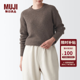 无印良品 MUJI 女式 含牦牛绒骆驼绒圆领毛衣 长袖针织衫秋 冬季 深咖啡棕色 XS-S 155/80A