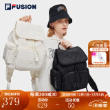 FILA FUSION斐乐潮牌女子背包新款时尚简约双肩包大容量运动包 深黑-BK XS