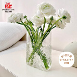 爱已装糖透明玻璃花瓶仿真花绿植插花瓶水培容器装饰客厅摆件水波纹款17cm