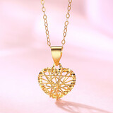 蒂蔻（Tico）时尚一网情深18k金吊坠女爱心彩金项链锁骨链女友老婆生日礼物